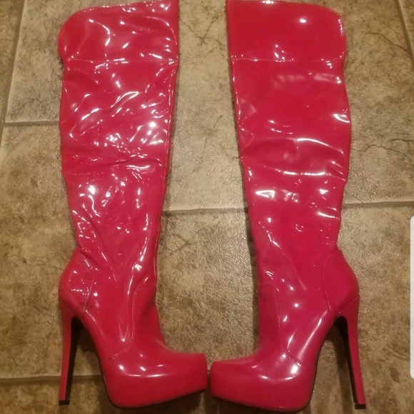 just fabulous Shoes - just fabulous size 7 red leather knee high boot